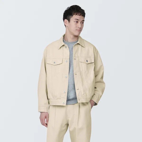 MUJI denim beige denim jacket XL (Category: Coats, Jackets and Outerwear) located in Rosales. Submitted by dariang22 (Listing ID 1469185112, Image 1). Description: - Brand: MUJI - Style: Classic denim jacket / button-up front - Color: Versatile beige - Size: XL (Relaxed fit) - Pockets: Convenient chest and side pockets - Material: kapok blend - Condition: Clean, well-stored, and ready to wear -nasultan lng maliit last pic.