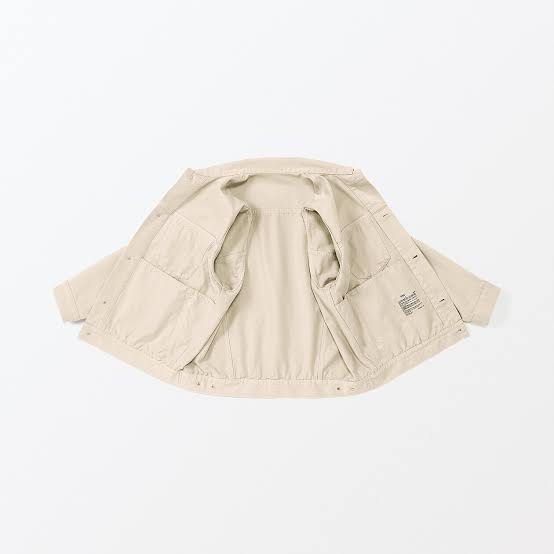 MUJI denim beige denim jacket XL (Category: Coats, Jackets and Outerwear) located in Rosales. Submitted by dariang22 (Listing ID 1469185112, Image 3). Description: - Brand: MUJI - Style: Classic denim jacket / button-up front - Color: Versatile beige - Size: XL (Relaxed fit) - Pockets: Convenient chest and side pockets - Material: kapok blend - Condition: Clean, well-stored, and ready to wear -nasultan lng maliit last pic.