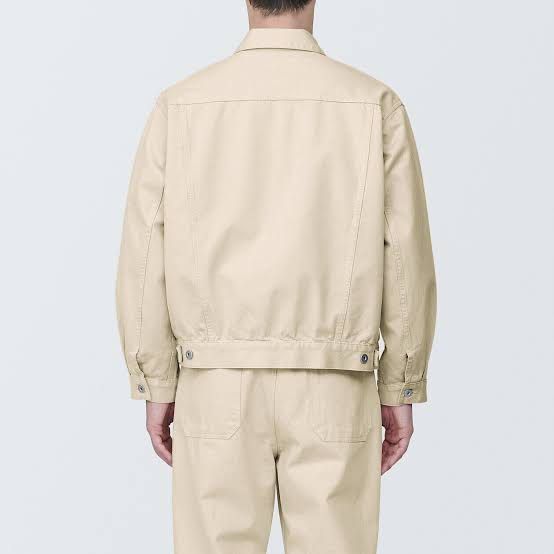 MUJI denim beige denim jacket XL (Category: Coats, Jackets and Outerwear) located in Rosales. Submitted by dariang22 (Listing ID 1469185112, Image 2). Description: - Brand: MUJI - Style: Classic denim jacket / button-up front - Color: Versatile beige - Size: XL (Relaxed fit) - Pockets: Convenient chest and side pockets - Material: kapok blend - Condition: Clean, well-stored, and ready to wear -nasultan lng maliit last pic.