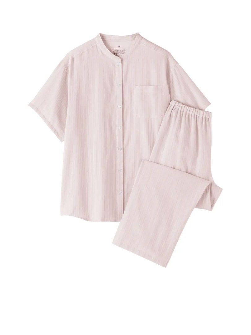 Muji Pyjama in Pink (Category: Undergarments & Loungewear) located in Taguig. Submitted by plumsies (Listing ID 1469337508, Image 1). Description: Issue: Bleach stain on collar but super comfy for home wear.