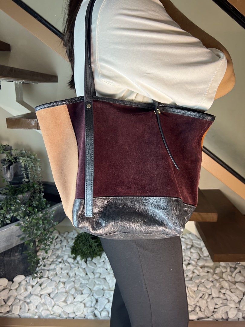 Multicolor suede and leather tote bag (Category: Tote Bags) located in Manila. Submitted by gailmg (Listing ID 1469216417, Image 3). Description: AUTHENTIC WITH TAGS PA.