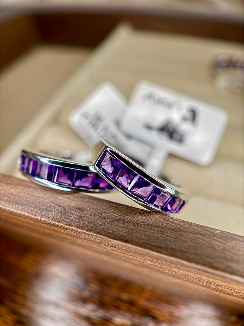 Natural Amethyst Half-Eternity Ring | Bnew Silver Setting (Category: Rings) located in Baguio. Submitted by asna_taku (Listing ID 1469267785, Image 1). Description: 💜 Natural Amethyst Half-Eternity Ring | Bnew Silver Setting For the ladies who love deep purple gemstones! ✨ Look at those gorgeous rich violet amethysts, beautifully faceted to reveal captivating flashes of purple with every movement. 💎 A timeless half-eternity design that gives yo