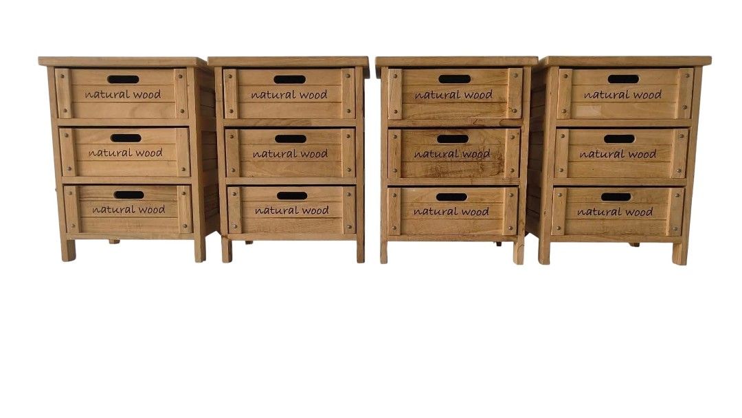 NATURAL WOOD SIDE DRAWER (Category: Shelves, Cabinets & Racks) located in Mexico. Submitted by mgracejapansurplus (Listing ID 1469311887, Image 1). Description: NEW ARRIVAL 🔥 JAPAN SURLPUS NATURAL WOOD SIDE DRAWER ✨ - 3 drawers, white top panel. 4 pcs available. Dimensions: L16"×W12"×H21". ✅No dp No reservation ✅Payment first Priority ✅LALAMOVE sameday delivery. 📌Shoulder ni buyer ang sf pick up will do. MOP: Gcash , Maribank , Gotyme Pm Moko i