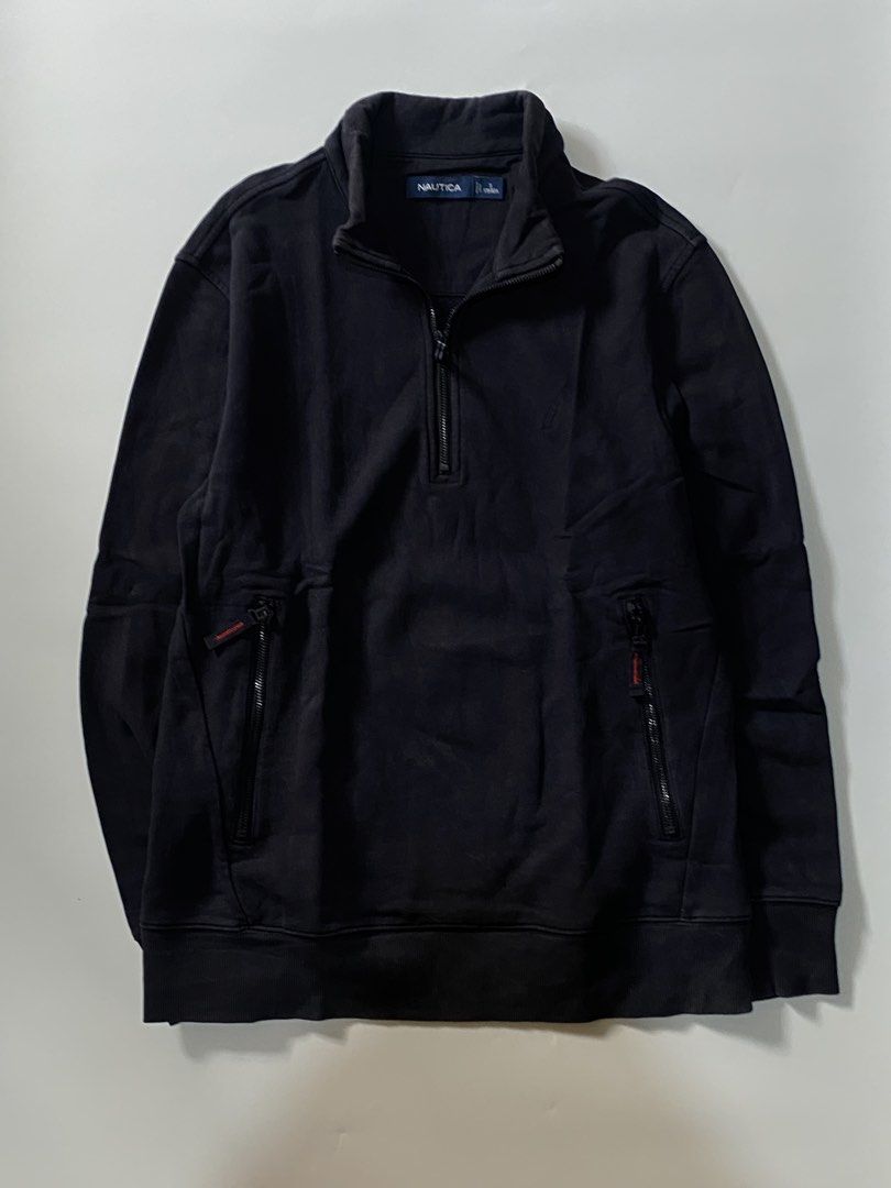 Nautica Navy Blue Half Zip (Category: Coats, Jackets and Outerwear) located in Manila. Submitted by finofindthisart (Listing ID 1469280745, Image 2). Description: Length 26 Width 20 Measured it by inches Issue: N/A This is a pre-loved/thrifted items and may show minor signs of issue due to its vintage nature. Kindly manage expectations. No refunds or exchanges will be accepted. 📍Pasay City DM for inquiries..