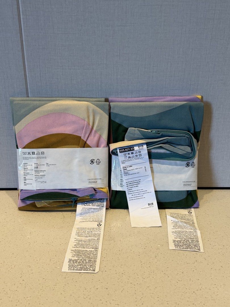 SALE IKEA MYGGBLOMSTER Cushion cover, grey-blue/multicolour, 50x50 cm (Category: Cushions & Throws) located in Quezon City. Submitted by k_ly45 (Listing ID 1469279989, Image 3). Description: * 249 PHP EACH 1 PC PER PACK This eye-catching cotton cushion cover with groovy wave pattern creates an on-trend 60s and 70s vibe. Colours and pattern coordinate easily with other textiles in our range. Pairs nicely with GURLI, SANELA and SVARTPOPPEL cushion 