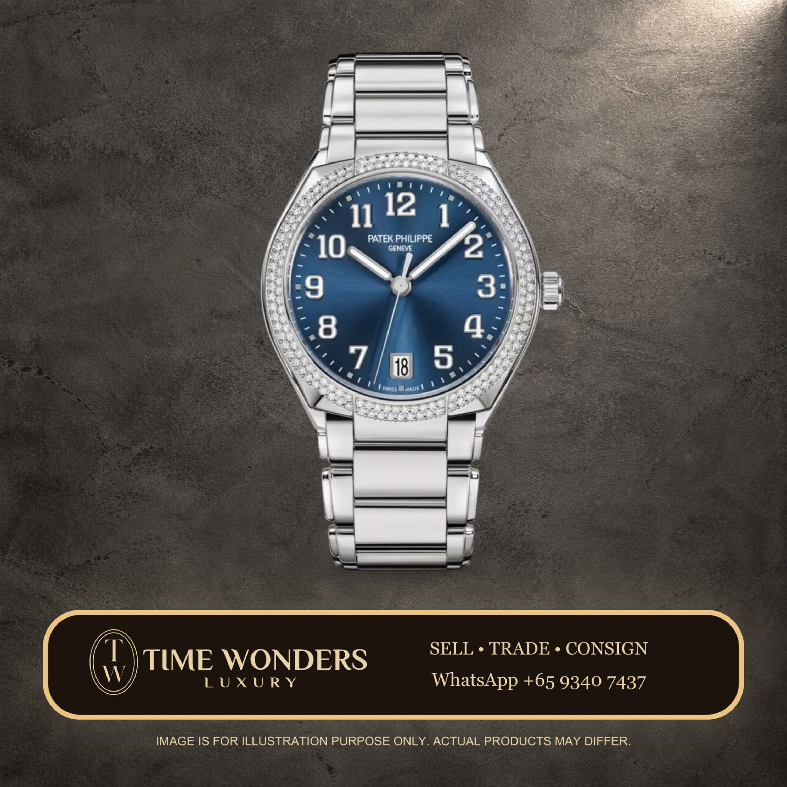 New December 2025 Patek Philippe Twenty-4 7300/1200A Blue 7300 (Category: Watches) located in Singapore. Submitted by timewondersluxury (Listing ID 1412017486, Image 1). Description: Brand: Patek Philippe Model: 7300/1200A Condition: New Dial: Blue Case Diameter: 36MM Movement : Automatic Material: Stainless Steel Bracelet: Stainless Steel Original Box: Yes Original Cert/Papers: Yes Dated: December 2025 Warranty: Agent International Warranty endi