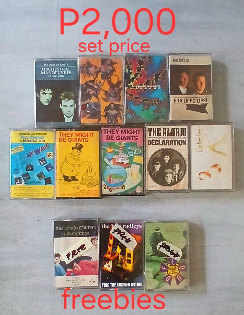 New wave cassettes tape set or retail (Category: Vinyls) located in Tarlac. Submitted by fastturtle.53aea3 (Listing ID 1469188028, Image 1). Description: NEW WAVE DREAMPOP SYTHPOP P2,000 set price with freebies see pic for retail add sf Mint conditions like new Omd liberator album still sealed Makinis pa lahat Mode of payment Gcash Palawan pay Courier Jnt (mas mura) Jrs Lbc cop only.