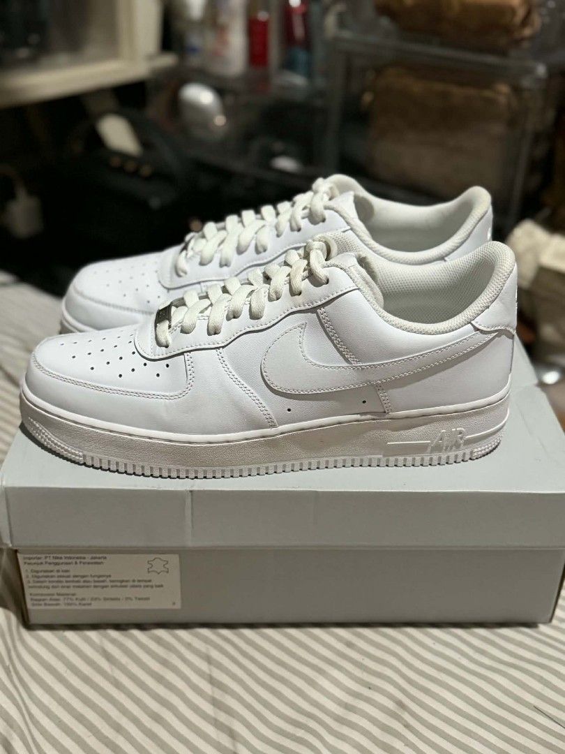 Nike Air Force 1 '07 White Sneakers Size 12 (Category: Sneakers) located in Taguig. Submitted by thecoachcollector (Listing ID 1469294639, Image 1). Description: - Model: Nike Air Force 1 '07 - Colorway: Clean All-White - Condition: Great daily rotation sneaker with minimal wear on pristine outsoles - Features: Classic low-top design with perforated toe box and chunky midsole - Inclusion: Original grey box with matching retail labels USED ONCE ON