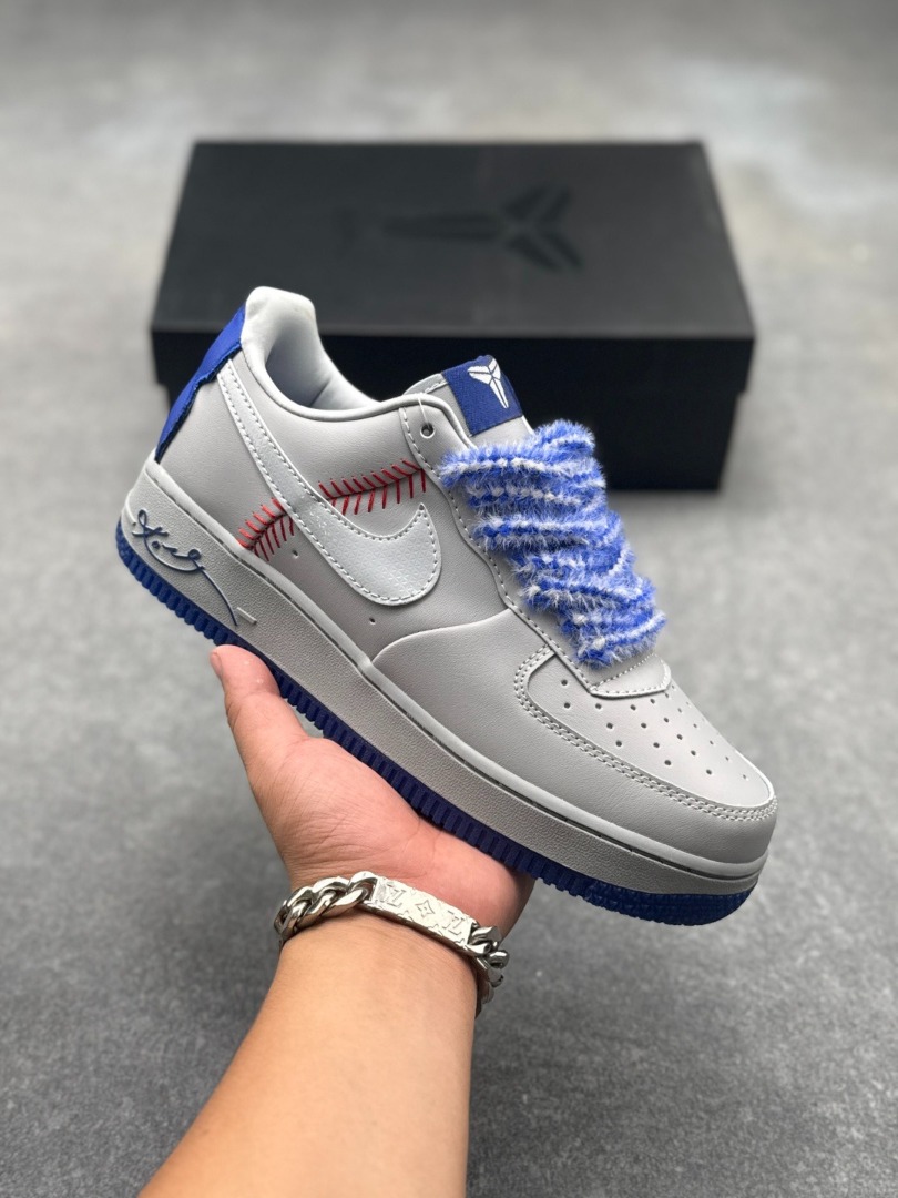 Nike Air Force 1 Grey Blue Baseball Theme, sizes 36–45., Men's Fashion ...