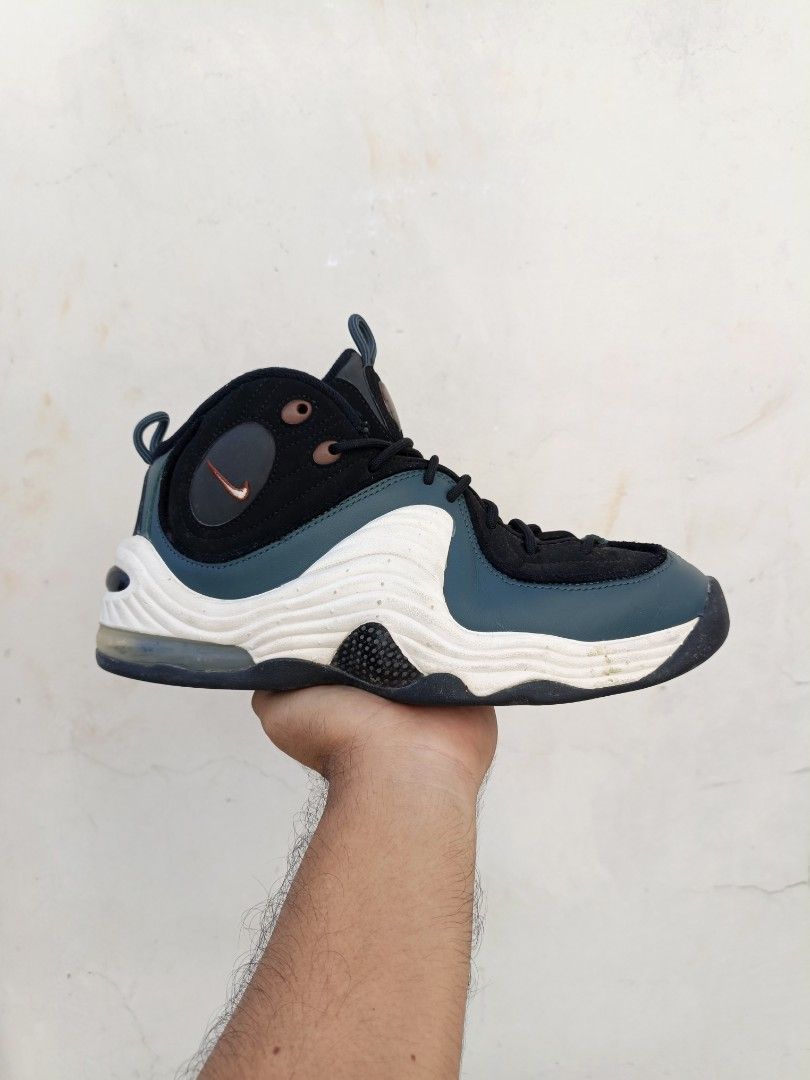 Nike Air Penny 2 Atlantic Blue (Category: Sneakers) located in Imus. Submitted by grindhouse.thriftshop (Listing ID 1469199793, Image 1). Description: - Model: Nike Air Penny 2 (Atlantic Blue) - Size: 9 US - Condition: Great retro basketball kicks, includes original box - Materials: Black suede and dark teal leather upper - Details: White wavy foam midsole with carbon fiber shank plate - Sizing: Men's sizing available - Best for: Daily rotation a