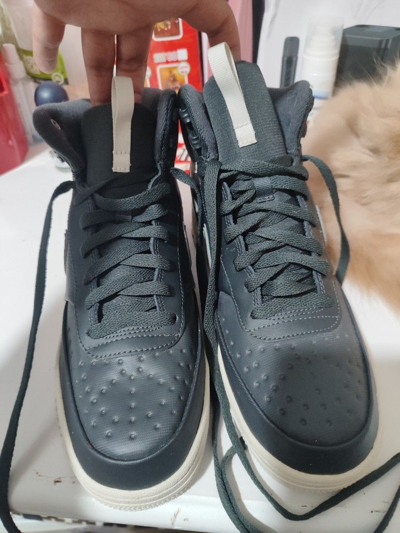 Nike court vision mid size 9 (Category: Sneakers) located in Tuguegarao City. Submitted by johnpetera0818 (Listing ID 1469346837, Image 2). Description: - Brand/Model: Nike High Top Sneakers - Color: Dark Grey - Size: US 9 / UK 8 / EUR 42.5 - Condition: Clean soles with zero wear, laces included - Features: Durable perforated toe box, sturdy rubber soles with great traction - Comfort: Padded collars for extra ankle support and convenient back pul