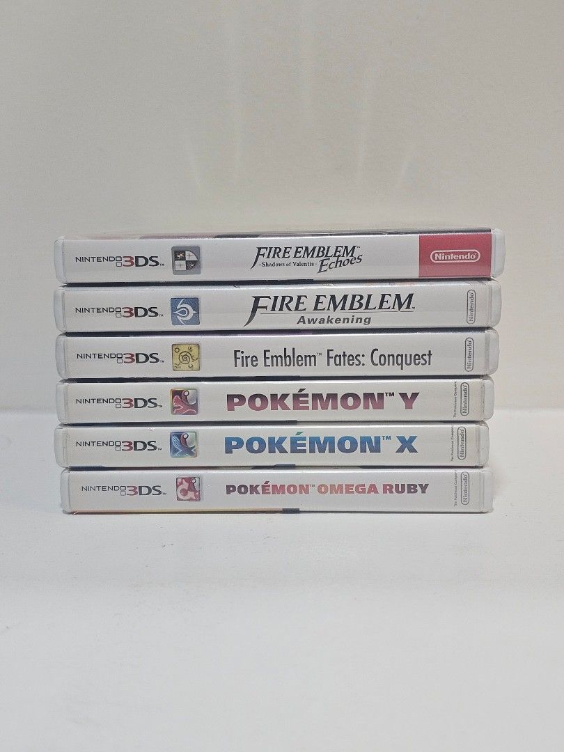 Nintendo 3DS Games (Pokemon and Fire Emblem) (Category: Nintendo) located in San Fernando. Submitted by dinochen921 (Listing ID 1469319645, Image 1). Description: 3DS games for sale. All are tested and working. Pokemon X - 1700 Pokemon Y (has some cover damage) - 1500 Pokemon Omega Ruby - 2000 Fire Emblem Awakening - 1700 Fire Emblem Conquest - 1800 Fire Emblem Shadows of Valentia - 2500 Shipping will be shouldered by buyer..
