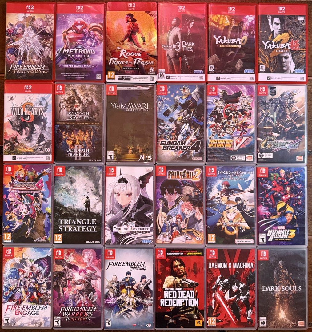 Nintendo Switch and Switch 2 games (Category: Nintendo) located in Manila. Submitted by gamengrind (Listing ID 1469170974, Image 1). Description: Fire Emblem Fortunes Weave - 3800 Metroid Prime 4 NS2 - 2500 Yakuza 3 Dark Ties - 2000 Yakuza 0 Directors Cut - 1500 Yakuza Kiwami 2 - 700 slightly damaged case. See photo Rogue Prince of Persia Immortal Edition - 1700 Wild Hearts S - 1800 sealed Octopath Traveler 1 and 2 - 2500 Yomawari - 2000 brand ne