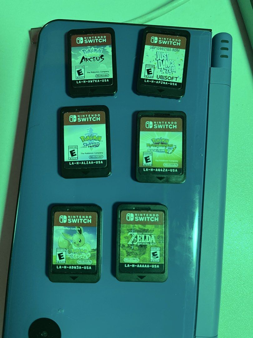 Nintendo Switch Pokemon Games assorted loose carts (Category: Nintendo) located in Quezon City. Submitted by ArtsyLife1012 (Listing ID 1469309577, Image 1). Description: Pokemon Legends: Arceus --1,800 Pokemon Sword -- 1700 Pokemon Mystery Dungeons Team DX --2100 Pokemon Lets Go! Evee --1900 Miitopia -- 1800 Zelda Breath of the Wild --1700 All of them are loose carts Grab or Lalamove pick up delivery Loc: T Sora Qc gcash or BPi payment .