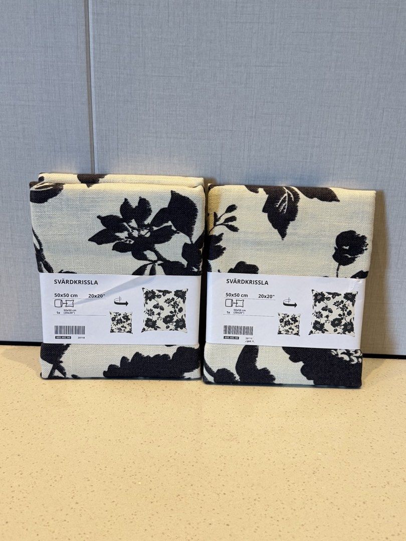 SALE IKEA SVÄRDKRISSLA Cushion Cover, 50x50 cm, Natural/Anthracite (Category: Cushions & Throws) located in Quezon City. Submitted by k_ly45 (Listing ID 1469280175, Image 3). Description: *249 PHP EACH Size: 50x50cm Fits 50x50cm Inner Cushion Pads (Not Included) Material: 100% Ramie Machine Wash at 40°C Iron at 150°C .