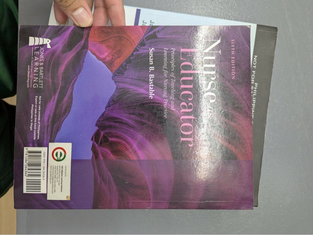 Nurse as Educator Sixth Edition Susan B. Bastable (Category: Textbooks) located in Bulacan. Submitted by aaron.ascv (Listing ID 1469178115, Image 2). Description: - Original bought from school of La Consolacion University Philippines - Title: Nurse as Educator: Principles of Teaching and Learning for Nursing Practice - Edition: Sixth edition, Philippine edition - Author: Susan B. Bastable - Publisher: Jones & Bartlett Learning - Condition: Clean 