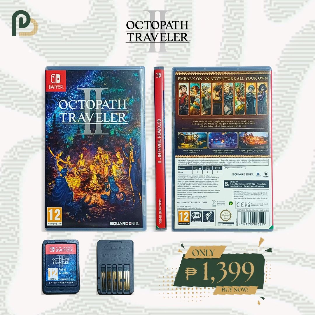 Octopath Traveler 2 Nintendo Switch Game (Category: Nintendo) located in Caloocan City. Submitted by pixel_bros (Listing ID 1469294337, Image 1). Description: FOR SALE @ Pixel Bros PTPA (Also buying games, PM your offers!) 💚💛 BUNDLE DEALS 💛💚 BUY 2 GAMES: ₱100 OFF your total OR FREE shipping via LBC/J&T BUY 3 GAMES: ₱100 OFF your total AND FREE shipping via LBC/J&T BUY 4 OR MORE GAMES: Additional ₱100 OFF for every game beyond the first 3 + FR