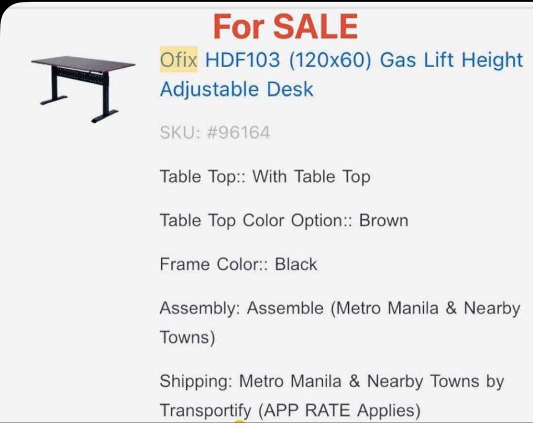 OFIX desk (Category: Office Furniture & Fixtures) located in Manila. Submitted by mbgeslanimd (Listing ID 1469213357, Image 2). Description: .