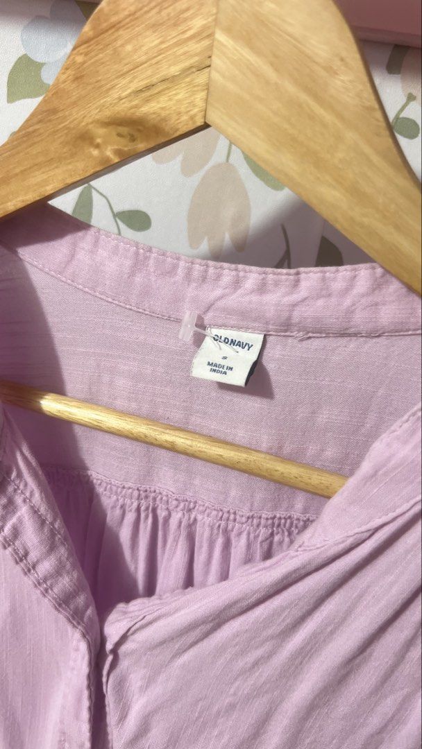 Old Navy Light Purple Button Down Blouse Size S (Category: Blouses) located in Pasig City. Submitted by morilove (Listing ID 1469162013, Image 2). Description: - Brand: Old Navy - Color: Pastel Purple - Size: Small - Material: Cotton and rayon blend (soft, lightweight, and comfortable) - Details: Gathered neckline and button cuffs - Care: Machine washable - Condition: Great quality everyday wear.