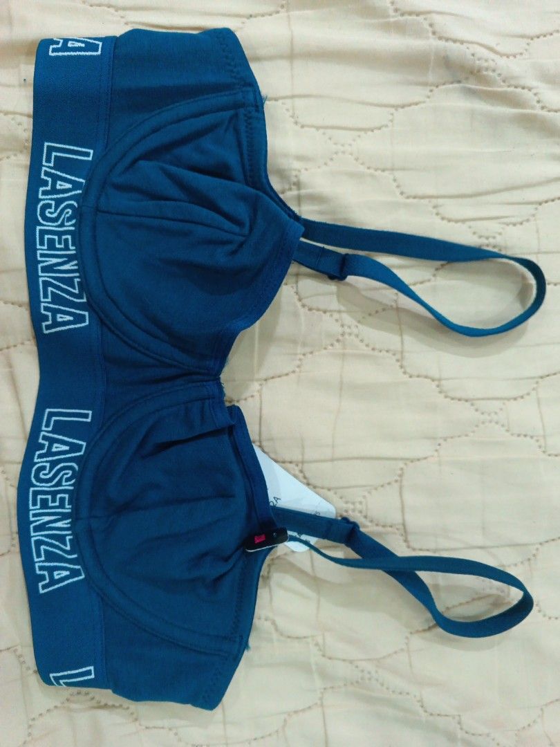 On hand Authentic La Senza Teal Logo Underwire Bra 32A (Category: Undergarments & Loungewear) located in Calasiao. Submitted by klowdeen (Listing ID 1469256291, Image 2). Description: IMPORTED FROM THE USA Brand: La Senza - Color: Teal - Type: Underwire bra with structured cups - Details: Wide elastic bottom band with bold white logo lettering - Straps: Adjustable shoulder straps - Material: Soft cotton blend - Condition: Great everyday supportiv