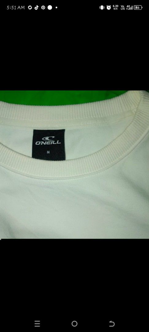 O'Neill crew neck sweat shirt (Category: Coats, Jackets and Outerwear) located in Mandaue City. Submitted by oceacasini96558 (Listing ID 1469230821, Image 2). Description: O'NEILL delaware recycled sweatshirt M on tag 22.5w/27.5L as new condition color:ivory/white dm.