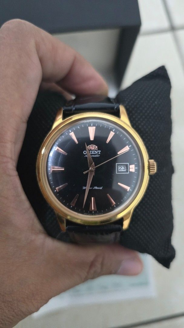 Orient Bambino V1 Rose Gold (Category: Men's Watches) located in Dumaguete. Submitted by kingvintage (Listing ID 1469230390, Image 1). Description: Orient Bambino V1 Rose Gold Condition: 8/10 Inclusions: Watch, box, and guarantee card Price: ₱9,500 ➡️Item coming from Dumaguete City, can ship through lbc/j&t ➡️Payment through gcash.