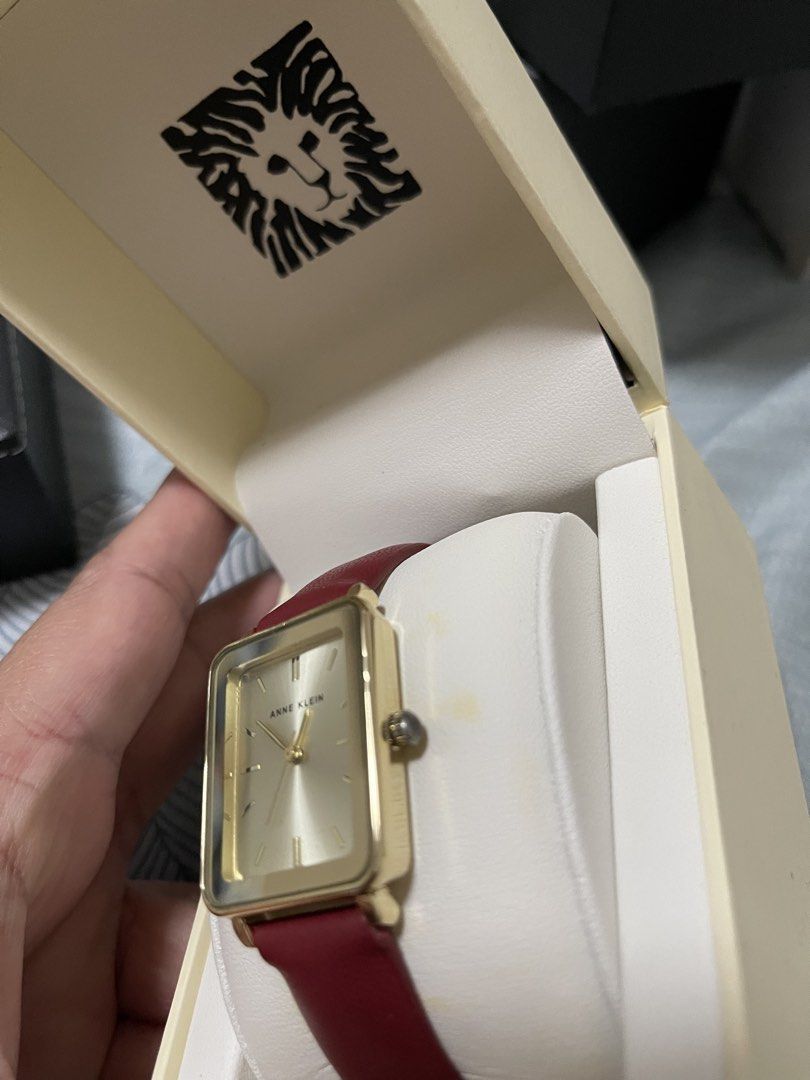 Original Anne Klein wrist watch (Category: Women's Watches) located in Bacoor. Submitted by prelovediswelloved (Listing ID 1469200267, Image 3). Description: Original Anne Klein Wrist Watch Pre-loved but well loved Used 3-5 times only RFS : had my new red watch so need to dispose one . Also Decluttering... Condition : Watch face still gold , normal signs of usage like minimal scratches if there is and crown discoloration i think due to alcohol wh