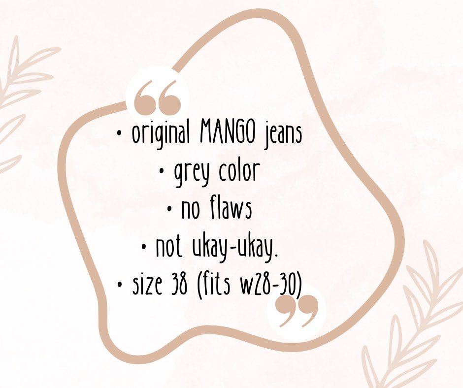 Original MANGO jeans (Category: Jeans) located in Muntinlupa City. Submitted by Preeluhvd (Listing ID 1469177120, Image 2). Description: .