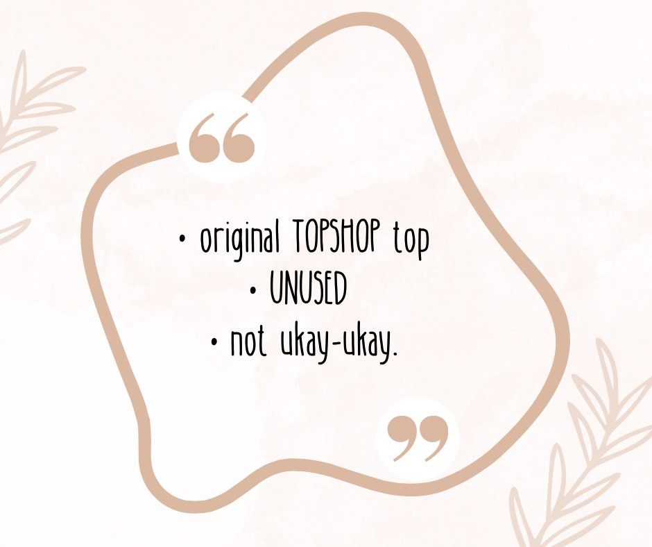 Original TOPSHOP (Category: Others Tops) located in Muntinlupa City. Submitted by Preeluhvd (Listing ID 1469183179, Image 2). Description: .