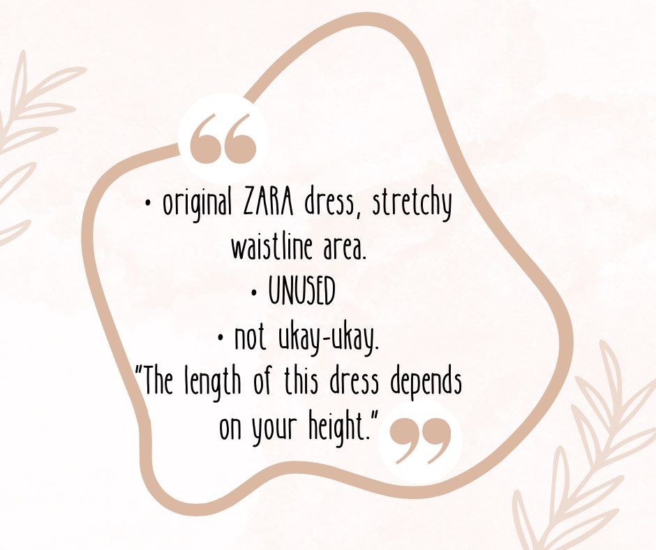 Original ZARA dress (Category: Dresses) located in Muntinlupa City. Submitted by Preeluhvd (Listing ID 1469183569, Image 2). Description: .