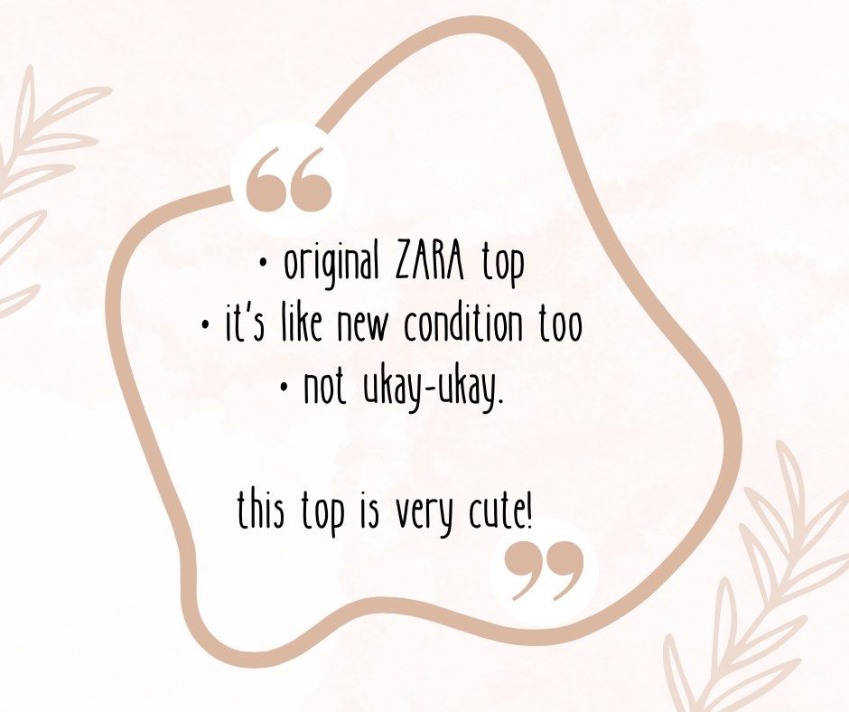 Original ZARA top (Category: Sleeveless) located in Muntinlupa City. Submitted by Preeluhvd (Listing ID 1469182218, Image 2). Description: .