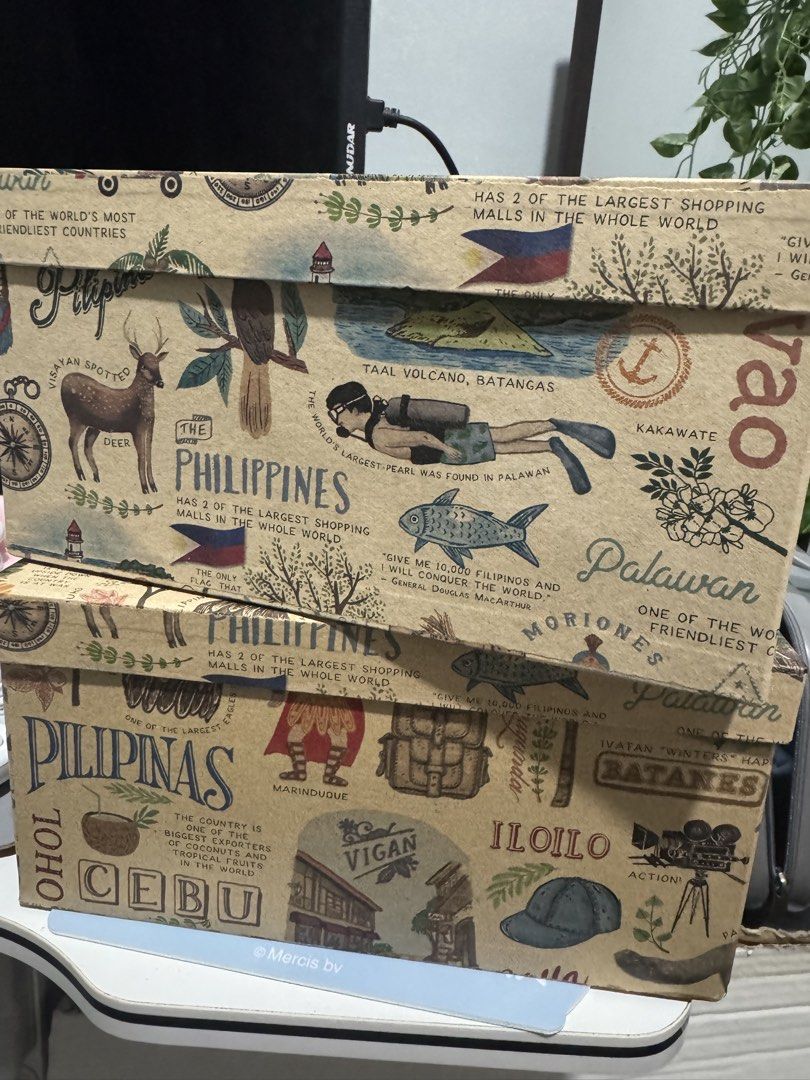 Papemelroti Philippine Map Theme Gift/Storage Box (Category: Storage Boxes & Baskets) located in Cavite. Submitted by randomstuffsph (Listing ID 1469240842, Image 1). Description: FS: Papemelroti Rectangular Gift Box - Philippine Places * Dimensions: 9” x 6.75” x 4.5”H * Brand new - Never been used * Perfect for gifting, organizing desk items, or memorabilia * RFS: Supposed to be used as a gift box but its too bulky * Onhand available - 11pcs * L