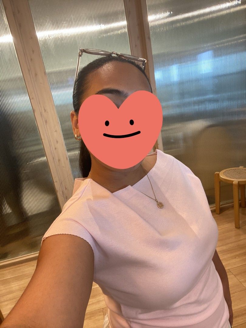 pastel pink asymmetrical top (Category: Blouses) located in Pasay City. Submitted by umuulan (Listing ID 1469308349, Image 1). Description: asymmetrical top na trendy but doesn't look that to me bc of my broad shoulders 😭 -only worn outside once -size s-m -good for petite -cute colorrr pero di bagay sakin huhu payment: maribank, gcash, gotyme, bdo delivery: lalamove, j&t shipping only every monday-wednesday meetup: moa, parqal.