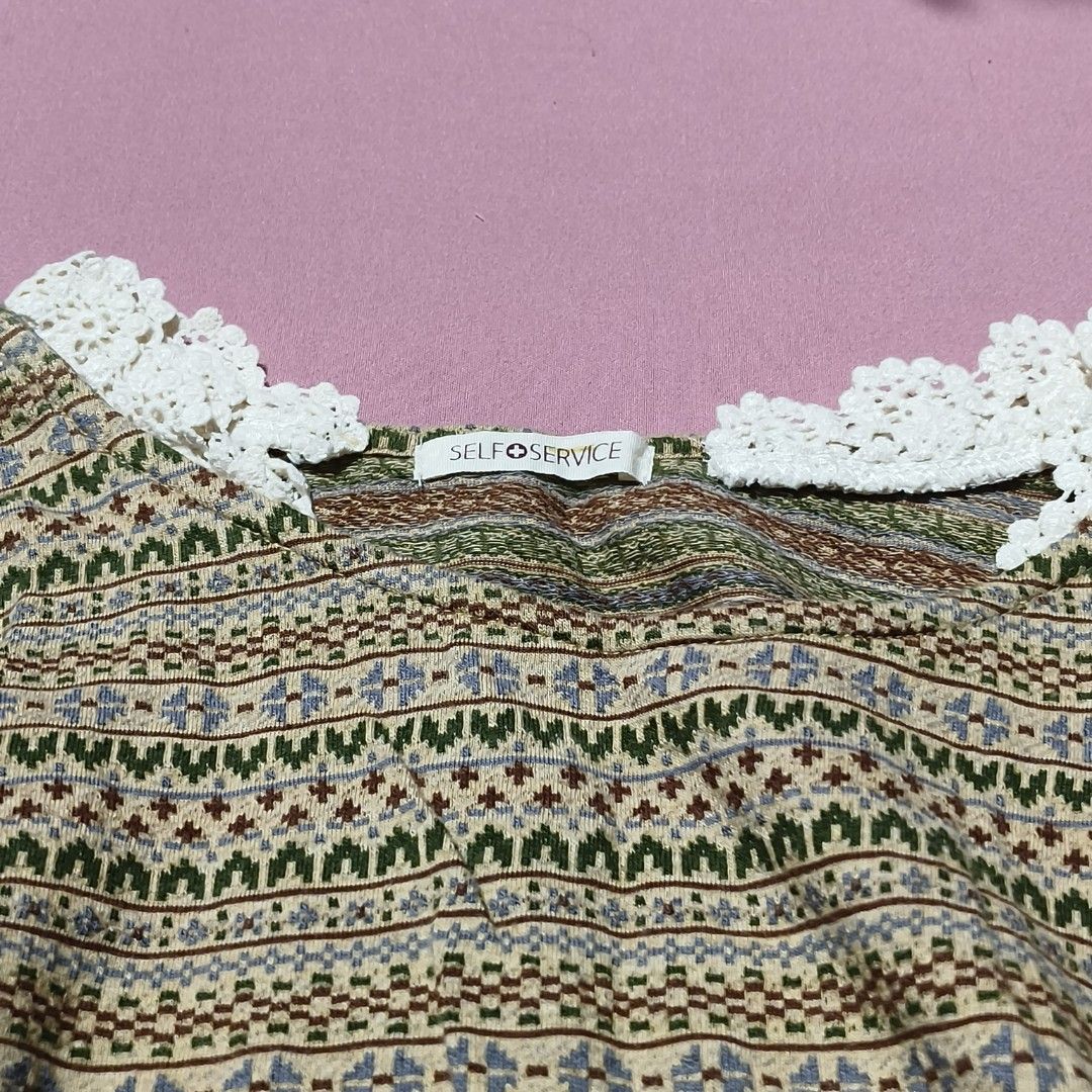 patterned longsleeve top | preppy casual (Category: Longsleeves) located in Rizal. Submitted by irea_aeri (Listing ID 1469349729, Image 2). Description: brand: self+service size: s-m color: patterned material: cotton.