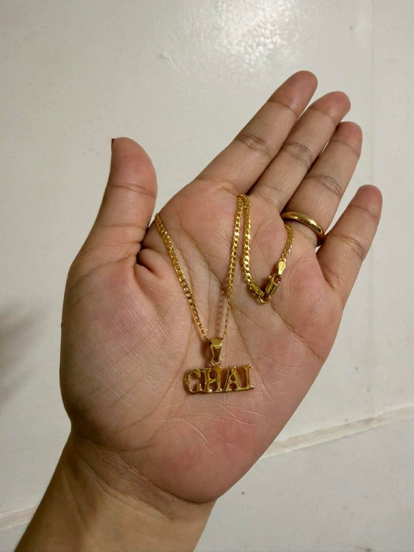 Personalized Gold Coated 925 Silver Necklace (Category: Necklaces) located in Caloocan City. Submitted by cheskhaionlinestore2.0 (Listing ID 1469173273, Image 2). Description: Personalize Silver- Gold Coated Est 4.1g- ₱2800 ONLY 📍 Est 2g- ₱1950 ONLY 📍 1 WEEK PROCESS 🍒 Pawnable/ Nasasangla💯 🍒 Brandnew 💯 🍒 Ship via JNT/ LBC 🍒 Lalamove for same day delivery 🍒 We accept COD COP with downpayment to avoid cancellation of orders ⚡ How to Order?