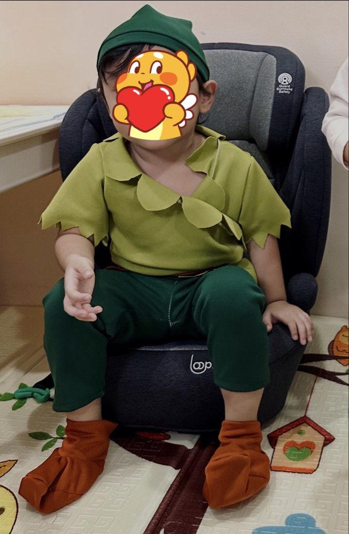 Peter Pan Costume (Category: Babies & Kids Fashion) located in Cavite. Submitted by art_declutter (Listing ID 1469192991, Image 1). Description: Complete Inclusion. Washed and Stored Properly Can send actual pic and video See last photo for minor issue..