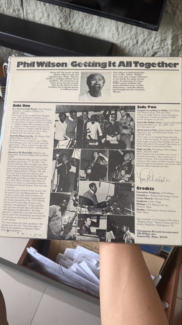 Phil Wilson Getting It All Together Vinyl LP Record (Category: Vinyls) located in Manila. Submitted by raphael.bumatay (Listing ID 1469234911, Image 2). Description: - Artist & Album: Phil Wilson - Getting It All Together - Label: Outrageous Records - Condition: Signed cover art by Phil Wilson - Featured Artists: Mae Arnette, Brother Blue, Whit Browne, Alan Dawson, Andy McGhee, Ray Santisi - Key Tracks: In a Sentimental Mood, Feel Like Makin' Lov