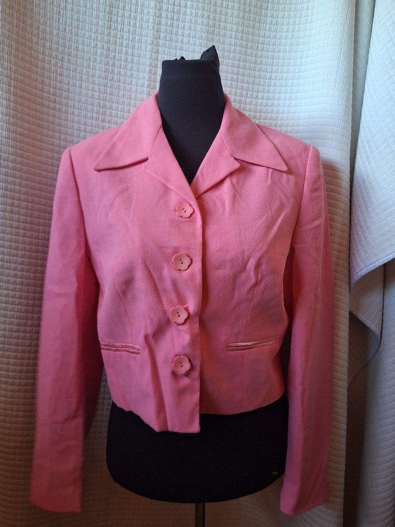 Pink Blazer with Flower Buttons (Category: Coats, Jackets and Outerwear) located in Balamban. Submitted by ubethan (Listing ID 1469231028, Image 2). Description: - Vibrant bright pink statement blazer - Chic lapels and long sleeves - Eye-catching 4 large flower-shaped front buttons - Two functional front pockets with flap details - Soft, high-quality textured fabric with clean stitching - Flattering structured fit - Versatile for office wear or c