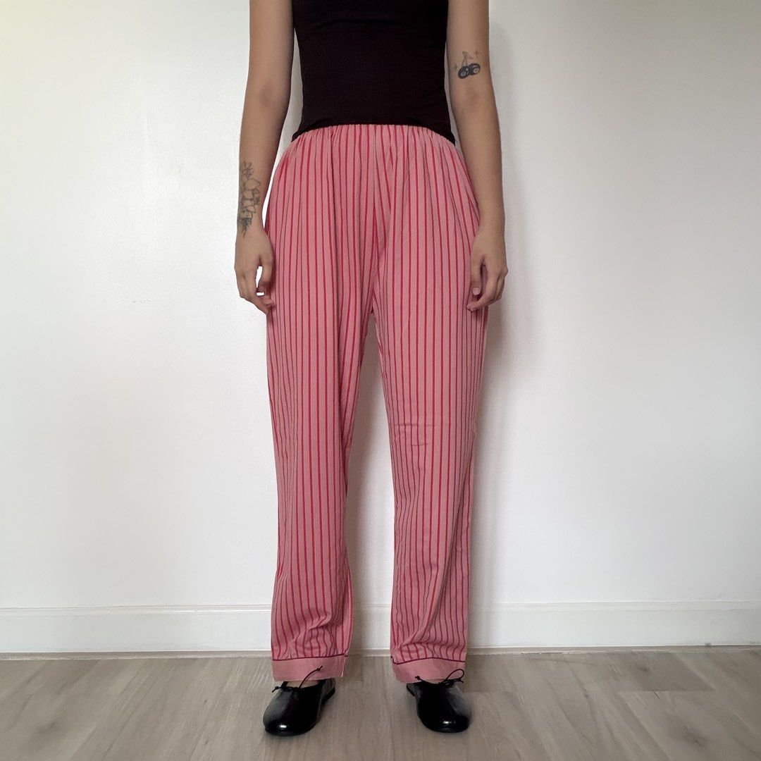 Pink Striped Pajama Pants (Category: Other Bottoms) located in Quezon City. Submitted by shop_imdari (Listing ID 1469164842, Image 3). Description: Waist 26-34” garterized Hips 42” Length 38”.