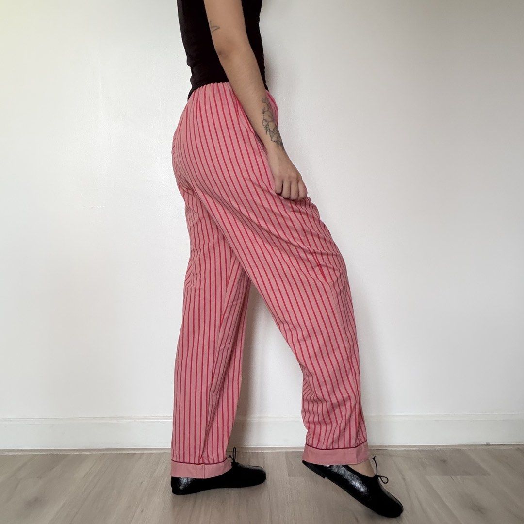Pink Striped Pajama Pants (Category: Other Bottoms) located in Quezon City. Submitted by shop_imdari (Listing ID 1469164842, Image 2). Description: Waist 26-34” garterized Hips 42” Length 38”.