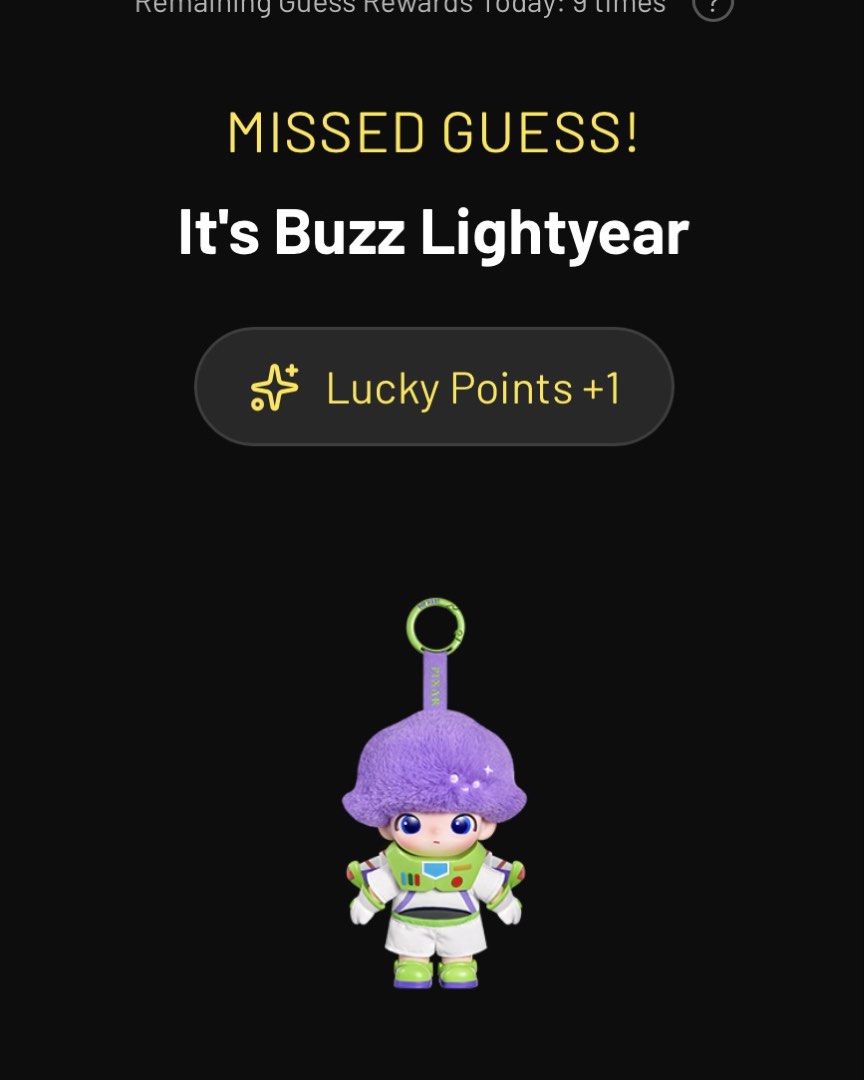 Pixar x Dimoo “Buzz Lightyear” Plush Pendant [SECRET] (Category: Plushies & Soft Toys) located in Manila. Submitted by gabskkasells (Listing ID 1469281269, Image 1). Description: Buzz Lightyear ⚡️ Popmart Pixar x Dimoo Plush Pendant P5,500 • RFS: Dupe, I just wanted SULLEY naka-4 attempts na aq jusme naman • MOP: GCash • MOD: Lalamove or Grab • Meet ups: ✅ Around UST area or SM San Lazaro ✅ Alabang Town Center/SM Southmall • ETA: Probably this we