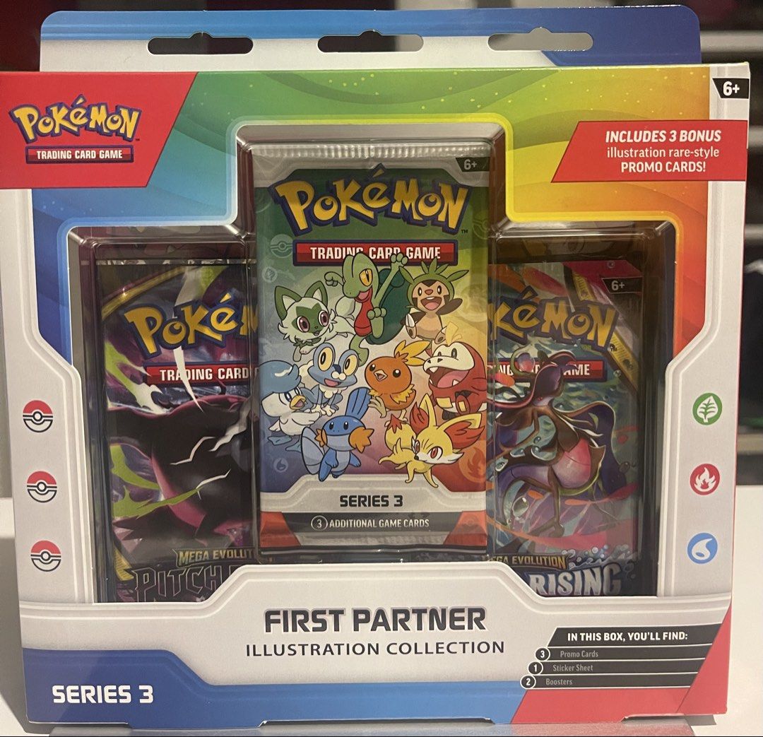 Pokémon First Partner Illustration Collection Series 3 (Category: Card Packs) located in Mandaluyong City. Submitted by cipherwork53748 (Listing ID 1469318144, Image 1). Description: - 100% Brand New and Factory Sealed - Series 3 First Partner Illustration Collection celebrating Pokémon history - Features 3 unique illustration rare-style promo cards (Hoenn, Kalos, or Paldea) - Includes 2 additional Pokémon TCG booster packs - Comes with a fun, co
