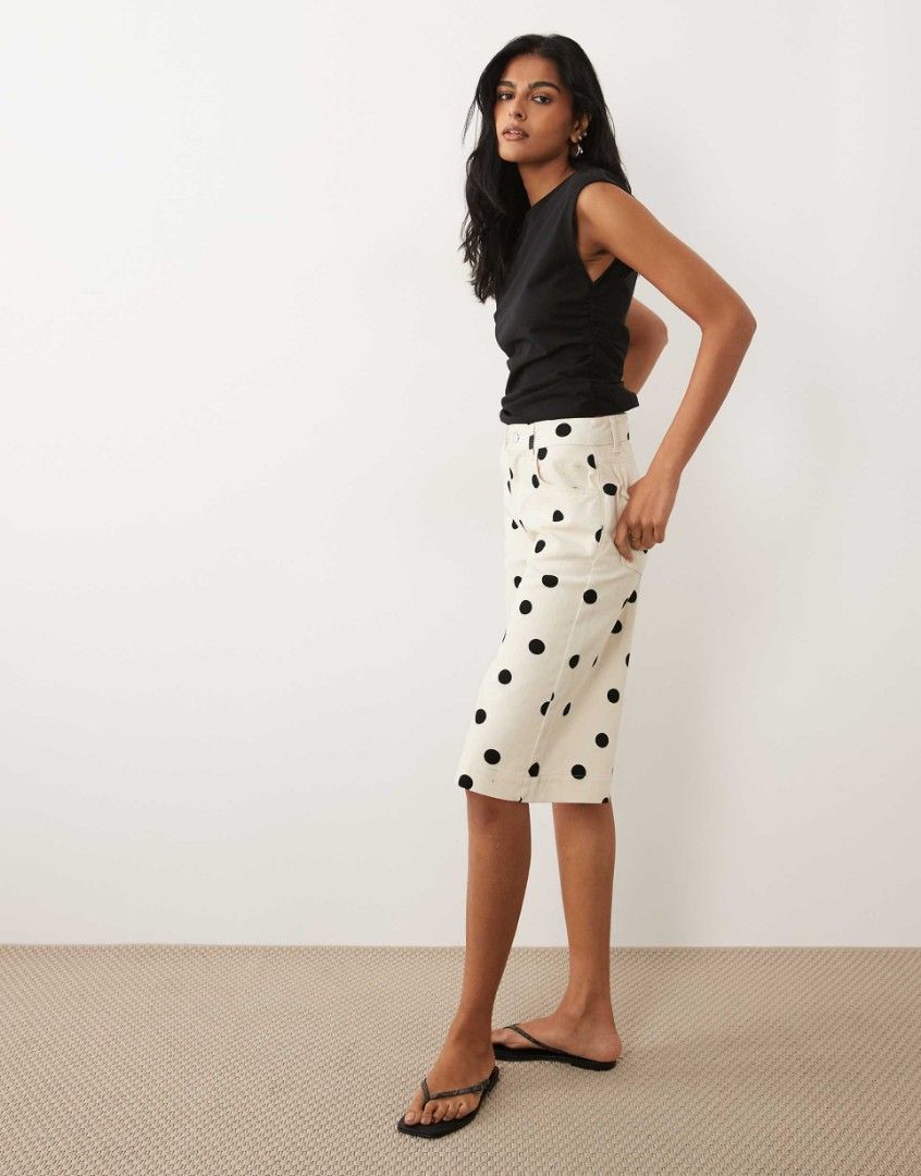 Polka Dot Midi Skirt (Category: Skirts) located in Manila. Submitted by withlovesam (Listing ID 1469282676, Image 3). Description: waiat 25-26 used once.