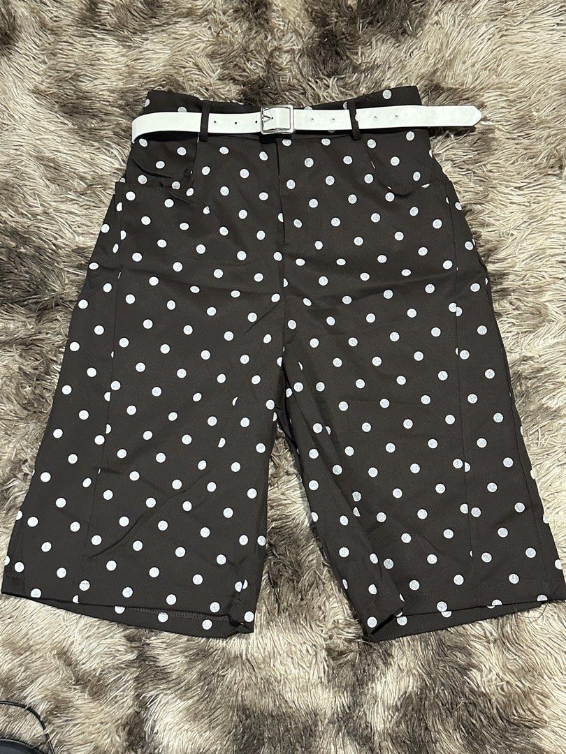 Polka Jorts with Belt (Category: Shorts) located in Manila. Submitted by bizfits_ (Listing ID 1469358281, Image 2). Description: - Polka dot high-waist shorts - Available in 2 colors: Black and White - Includes matching white belt with silver buckle - Features functional front pockets - Knee-length, retro-inspired style - Easy to pair with basic tees and tanks - Perfect addition to your warm-weather wardrobe - Brand new and ready to ship!.