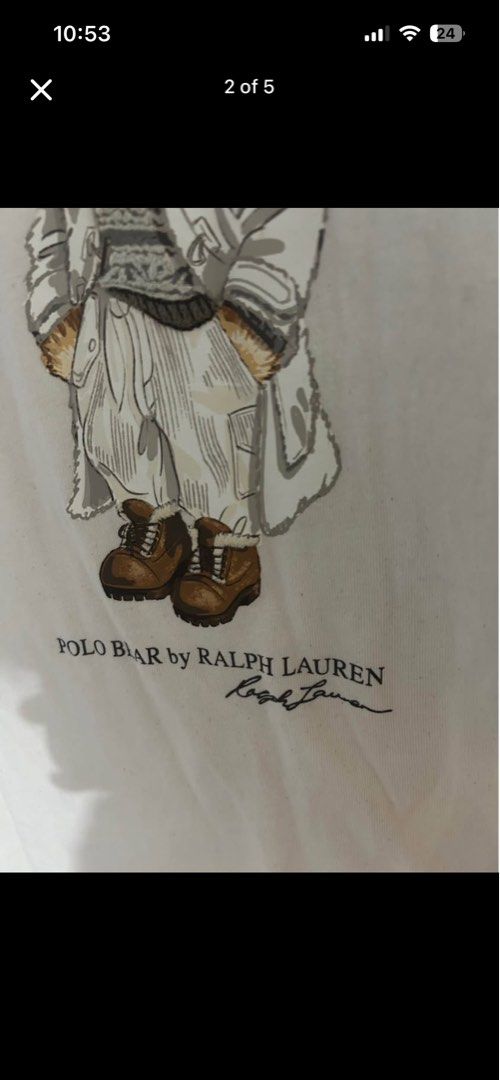 Polo Bear Cotton Jersey Tee (Category: Shirts) located in Manila. Submitted by minalovely (Listing ID 1469181753, Image 3). Description: - Authentic Polo Ralph Lauren cotton jersey tee - Color: Off-white - Size: XS - Iconic Polo Bear graphic with Ralph Lauren signature on the front - Original price: $239 - Selling for: DM - Size: XS - With QR code for authentication ✨.