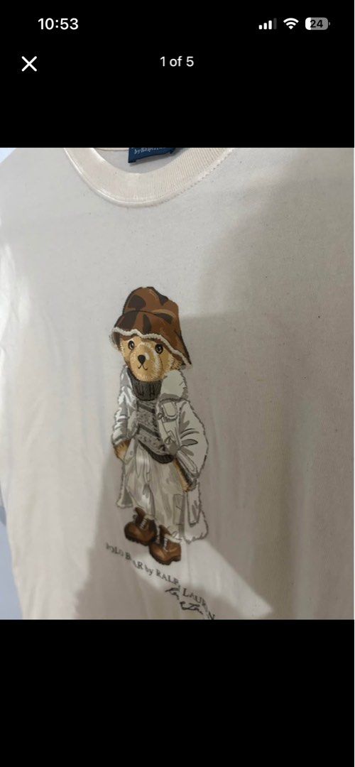Polo Bear Cotton Jersey Tee (Category: Shirts) located in Manila. Submitted by minalovely (Listing ID 1469181753, Image 1). Description: - Authentic Polo Ralph Lauren cotton jersey tee - Color: Off-white - Size: XS - Iconic Polo Bear graphic with Ralph Lauren signature on the front - Original price: $239 - Selling for: DM - Size: XS - With QR code for authentication ✨.