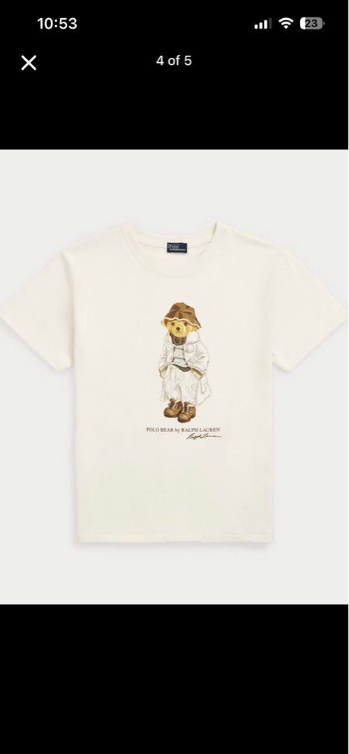 Polo Bear Cotton Jersey Tee (Category: Shirts) located in Manila. Submitted by minalovely (Listing ID 1469181753, Image 2). Description: - Authentic Polo Ralph Lauren cotton jersey tee - Color: Off-white - Size: XS - Iconic Polo Bear graphic with Ralph Lauren signature on the front - Original price: $239 - Selling for: DM - Size: XS - With QR code for authentication ✨.