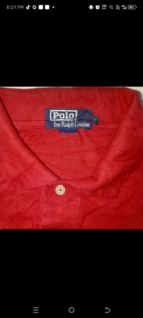 POLO RALPH LAUREN LONG SLEEVE (Category: Activewear) located in Mandaue City. Submitted by oceacasini96558 (Listing ID 1469227128, Image 2). Description: POLO Ralph Lauren longsleeve polo shirt L on tag 22w/28L excellent condition dm.