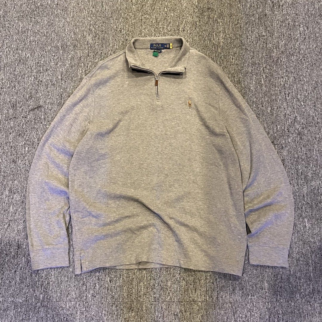 Polo Ralph Lauren Quarter-Zip Pullover - Estate Rib (Category: Coats, Jackets and Outerwear) located in Pasig City. Submitted by good_finds.ph26 (Listing ID 1469184746, Image 1). Description: - XLarge Width : 26 Length : 31 - Gray ( 10/10 Colorate ) - Authentic Scannable Qr Pass ✅ - Excellent Condition .