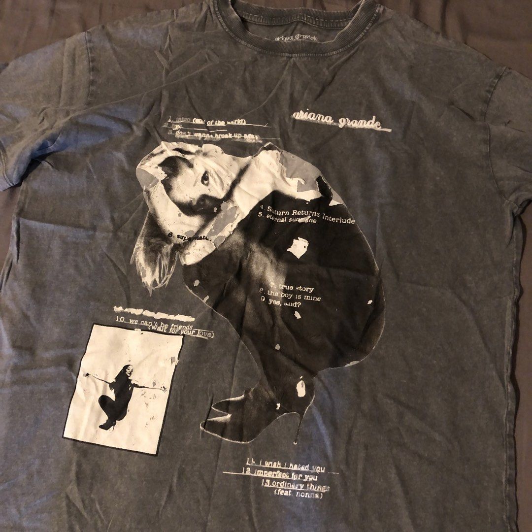 Poshmark Ariana Grande Tee (Category: Shirts) located in Angeles City. Submitted by csmcgrl (Listing ID 1469322110, Image 1). Description: — small — on hand, no rush shipping 🧾 mop: maribank, maya 🚚 mod: direct jnt 📍loc: angeles city, pampanga.